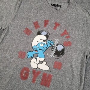 The Smurfs Hefty Gym 1958 Mens Graphic T-Shirt Heather Grey Large 2022